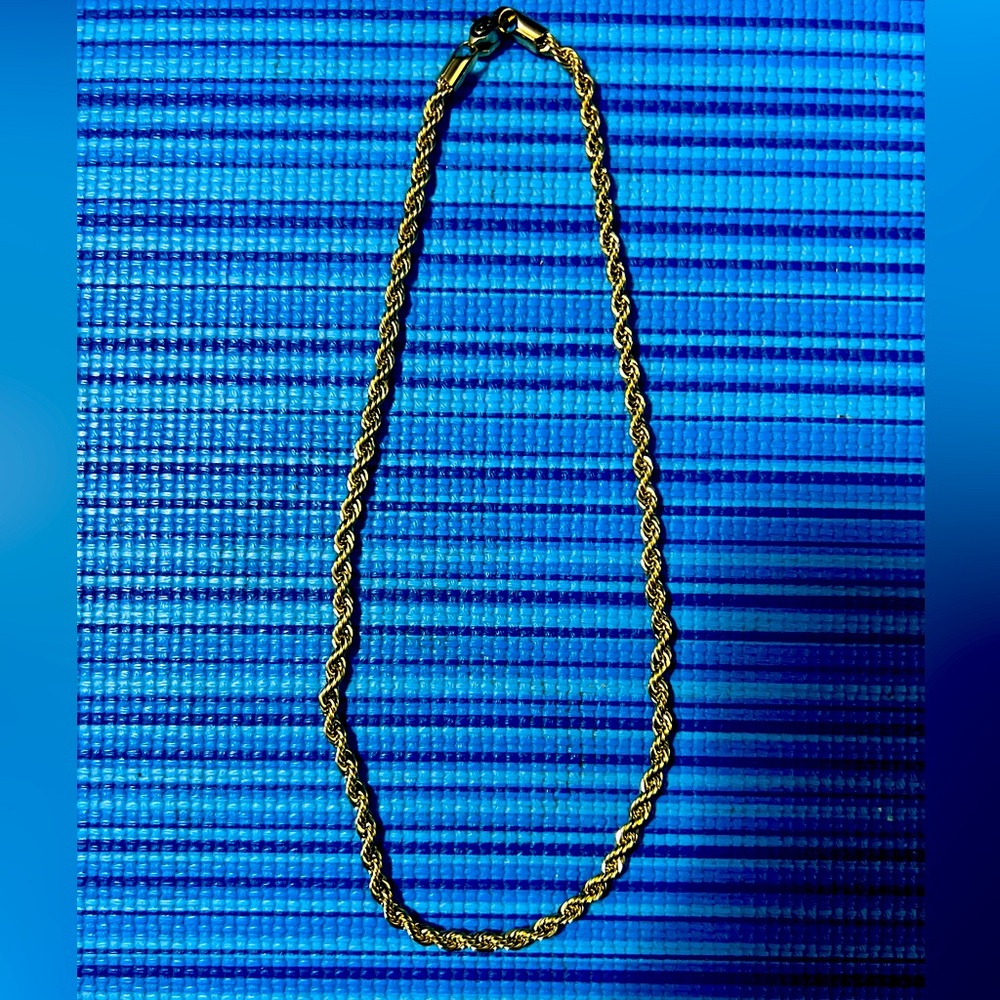 GLD 4MM Rope Chain Necklace, 16" in - Gold